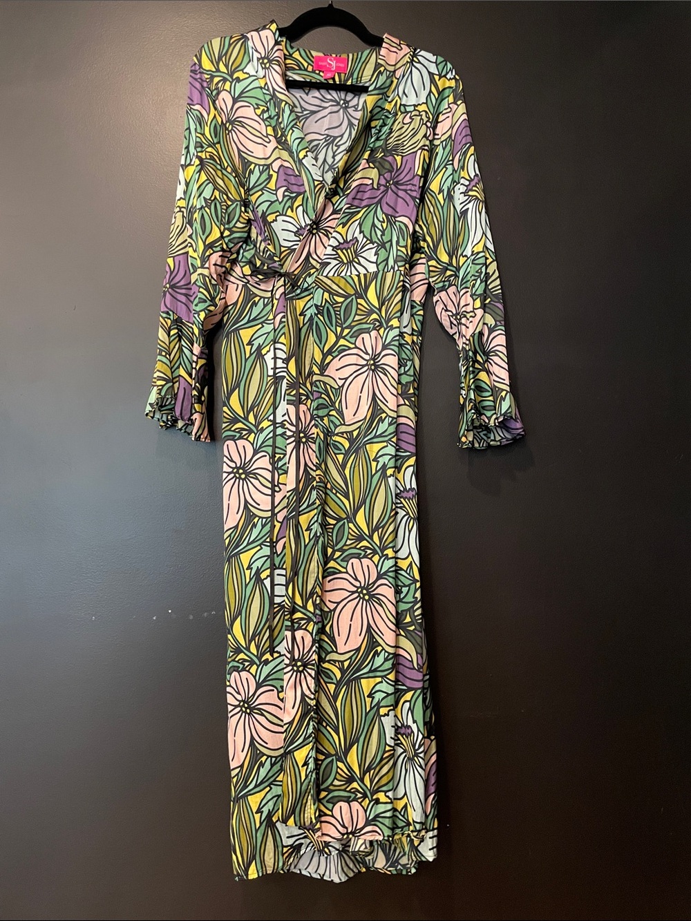 Sassy Jones Pastel Floral Tie-Waist Robe/coverup